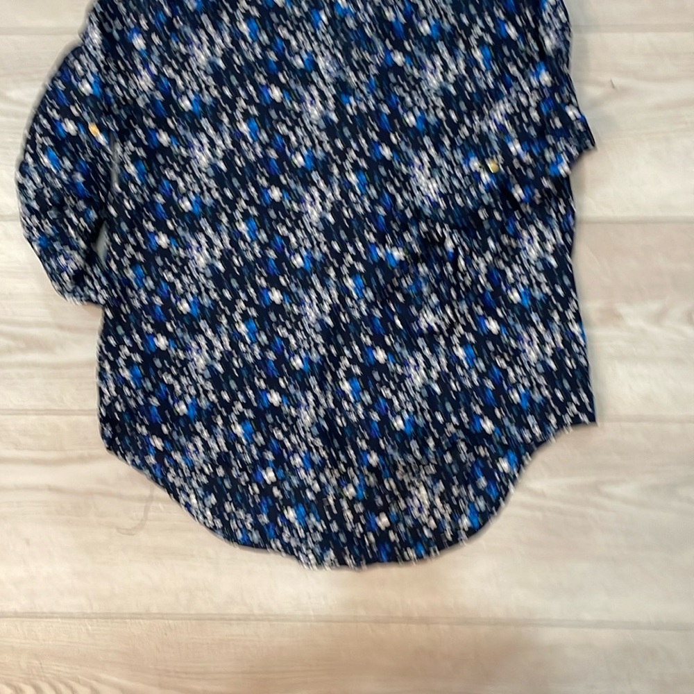 Floral Print Blouse in Blue and White